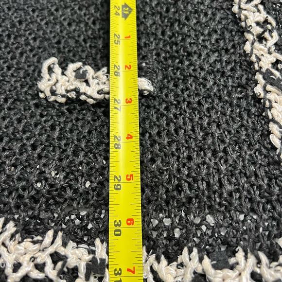 Black Open Weave Linen Cardigan - Picture 6 of 8